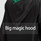 Close-up of the wizard robe hood with green lining