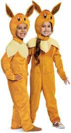 Cosfaire Eevee Costume for Kids, Pokemon Costume Hooded Jumpsuit