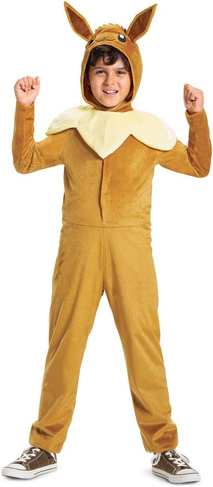 Cosfaire Eevee Pokemon Kids Costume, Pokemon Hooded Jumpsuit with Ears - View 6