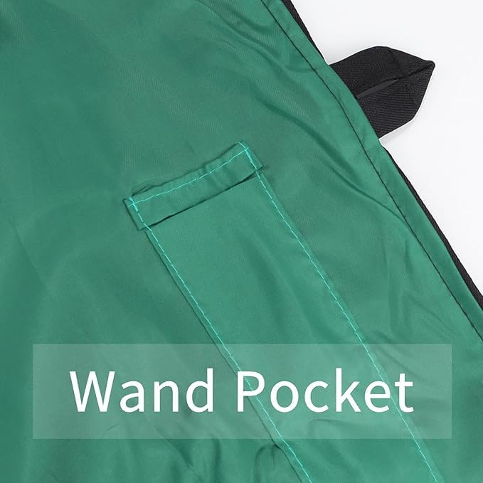 Interior wand pocket on the green lining of the black wizard robe