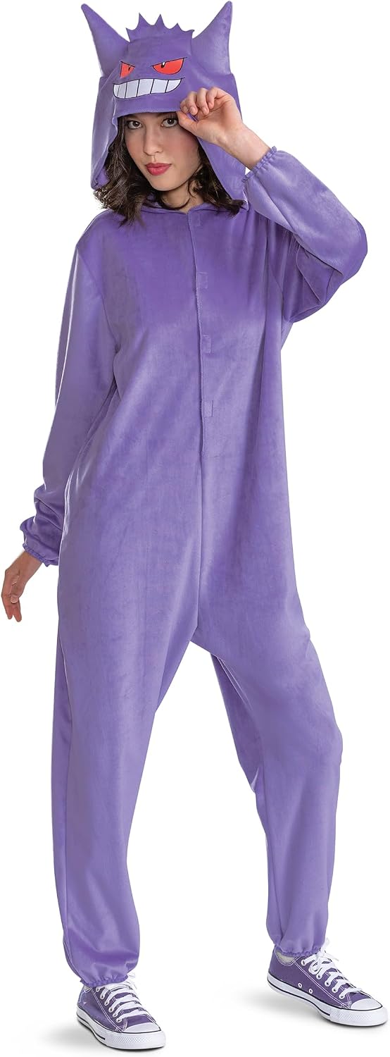 Cosfaire Pokemon Gengar Costume, Gengar Pokemon Costume with Hooded Jumpsuit for Adults - View 3