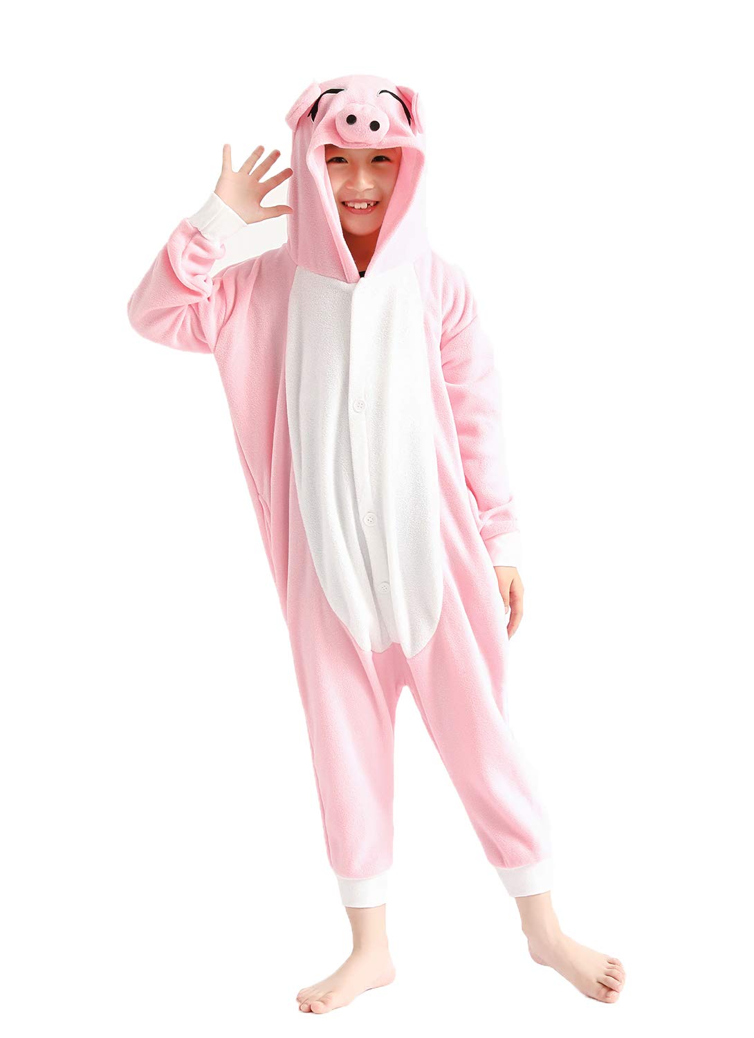 Cosfaire Unisex Kids Onesie Animal Cosplay One-Piece Pajamas Christmas Halloween Costumes Pink Pig - View 13