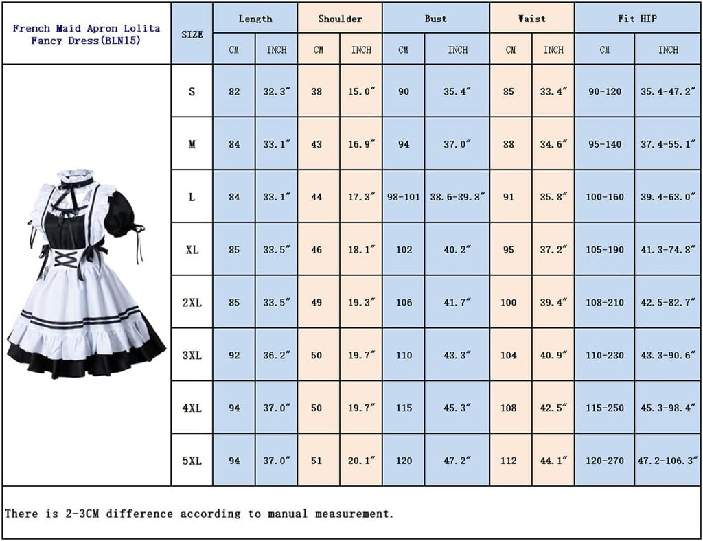 Cosfaire Kawaii French Maid Lolita Cosplay Costume Set with Cat Ears, Apron & Accessories - View 6