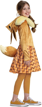 Cosfaire Girls Deluxe Girl's Pokemon Eevee Hooded Costume With Ears & Tail | Kid's Pokemon Eevee Cosplay Dress - View 5