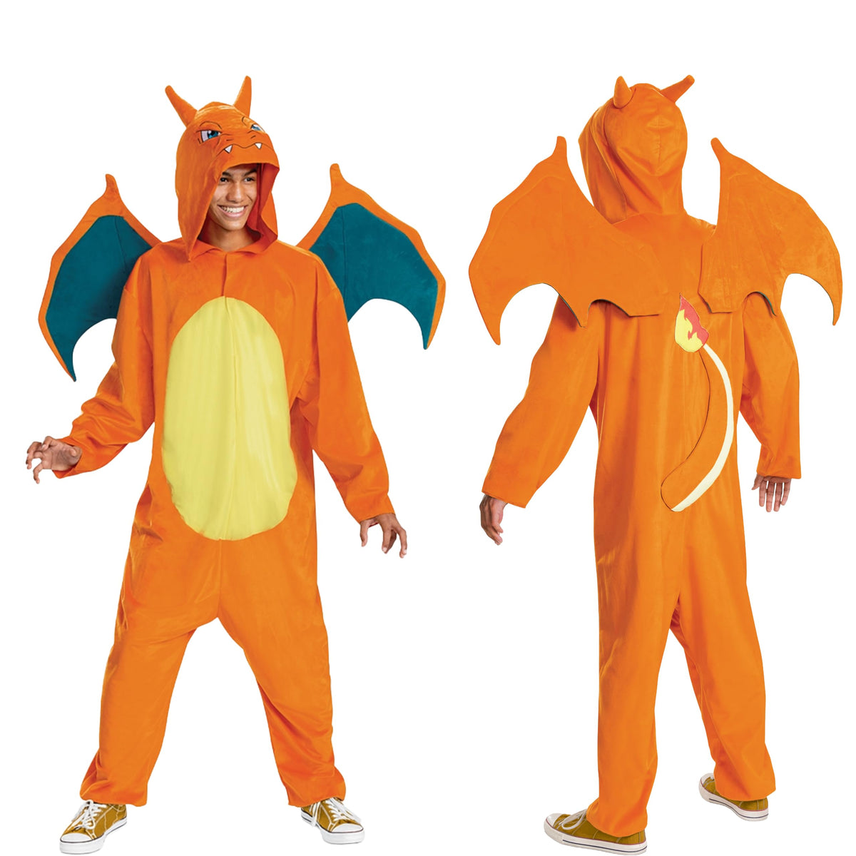 Cosfaire Charizard Costume, Deluxe Pokemon Halloween Costume with Hood and Wings, Adult Size - View 7
