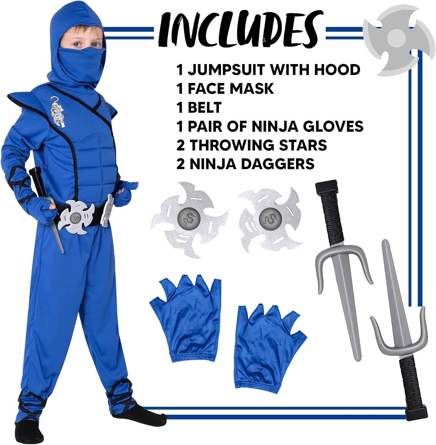 Cosfaire Halloween Ninja Costume, Ninja Outfit Set for Kids, Halloween Costumes for Boys Dress Up Party - View 5