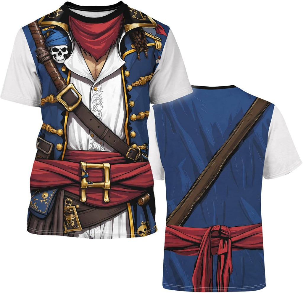 Cosfaire Anime Pirate Captain Tee Tuxedo T-Shirt Funny Cosplay Costume Tee Crewneck Short Sleeve Casual Top Unisex - View 6