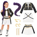 Cosfaire Girls Halloween Costume, Pop Singer Costume, Top Pants with Purple Braid for Cosplay Birthday Party, 4-12 Years - View 7