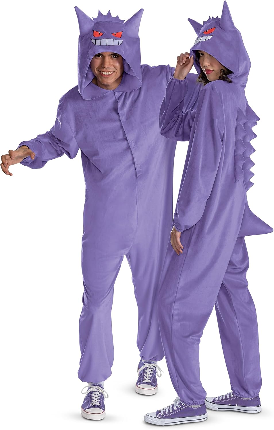 Cosfaire Pokemon Gengar Costume, Gengar Pokemon Costume with Hooded Jumpsuit for Adults