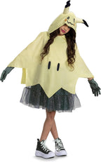 Cosfaire Deluxe Pokemon Mimikyu Girls Costume - Nintendo Pokemon Kids Outfit - Hooded Dress, Belt, Gloves 10-12