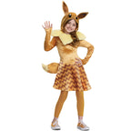 Cosfaire Girls Deluxe Girl's Pokemon Eevee Hooded Costume With Ears & Tail | Kid's Pokemon Eevee Cosplay Dress - View 7