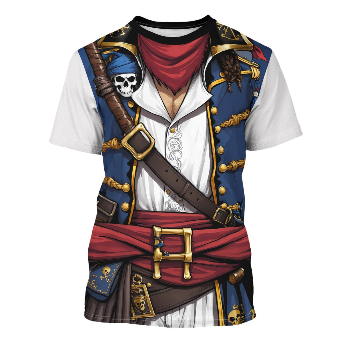 Cosfaire Anime Pirate Captain Tee Tuxedo T-Shirt Funny Cosplay Costume Tee Crewneck Short Sleeve Casual Top Unisex - View 8