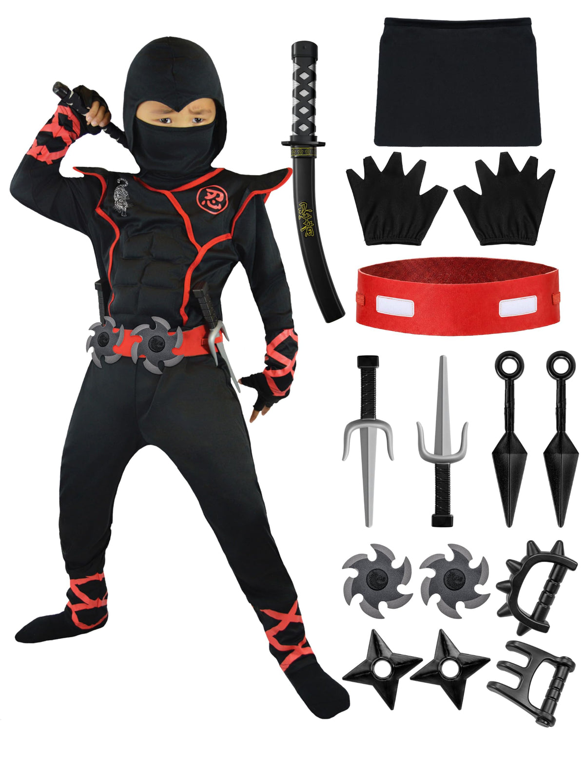 Cosfaire Halloween Ninja Costume, Ninja Outfit Set for Kids, Halloween Costumes for Boys Dress Up Party - View 7