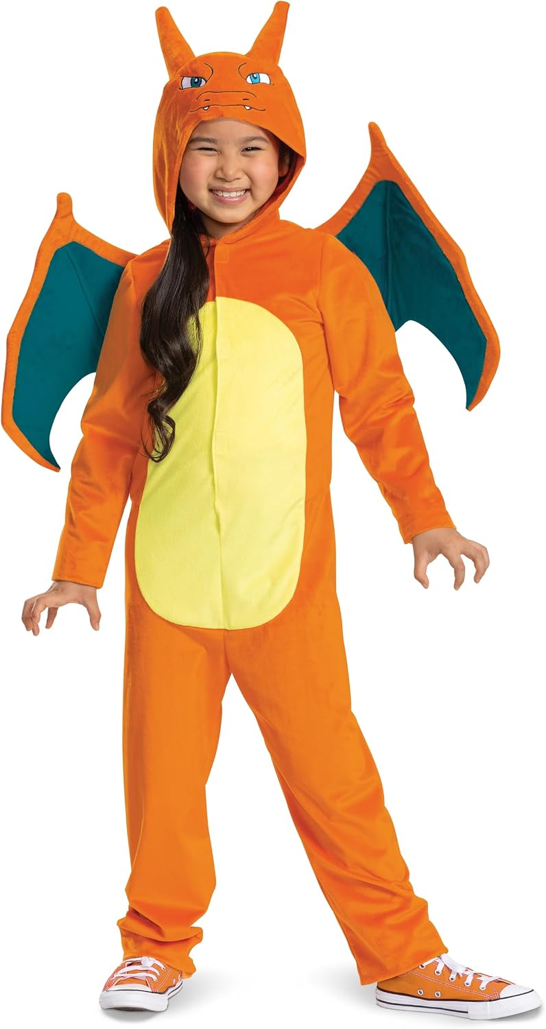 Cosfaire Charizard Costume for Kids, Pokemon Costume Hooded Jumpsuit, Child Size Small (4-6) - View 3