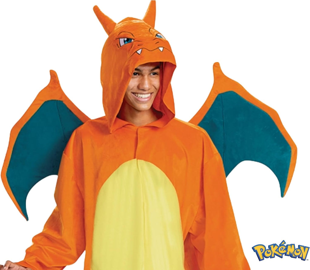 Cosfaire Charizard Costume, Deluxe Pokemon Halloween Costume with Hood and Wings, Adult Size - View 3