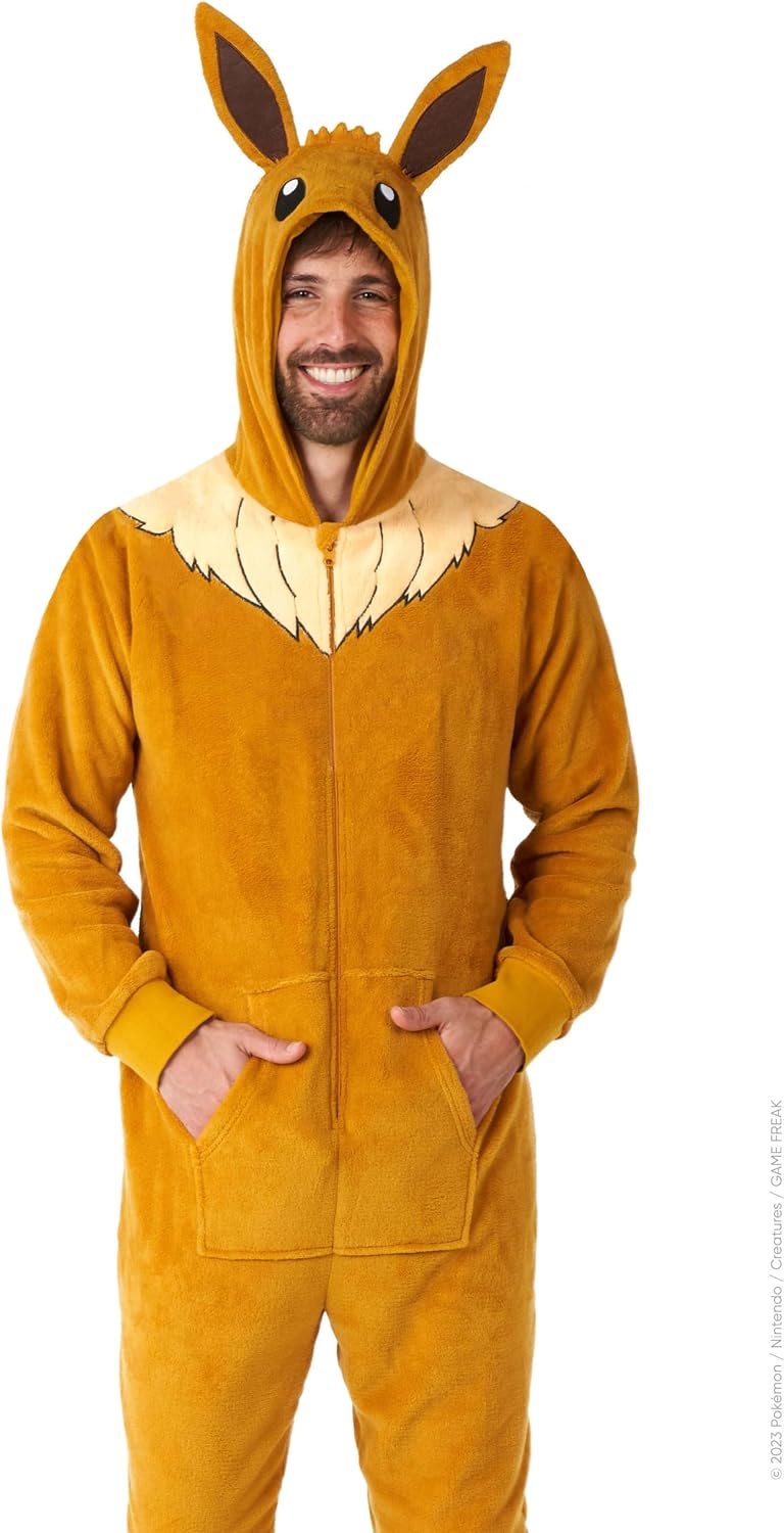 Cosfaire Adult Unisex Onesie - Pokemon One-piece Pajamas - Loose Fit - Including Pockets - Yellow - View 3