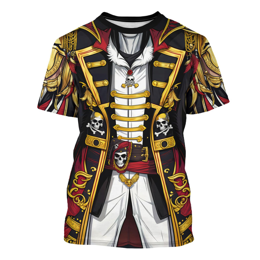 Cosfaire Anime Pirate Captain Tee Tuxedo T-Shirt Funny Cosplay Costume Tee Crewneck Short Sleeve Casual Top Unisex - View 7