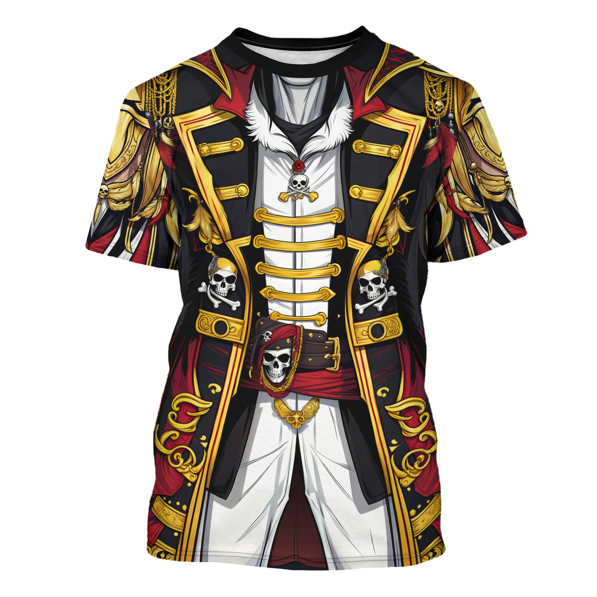 Cosfaire Anime Pirate Captain Tee Tuxedo T-Shirt Funny Cosplay Costume Tee Crewneck Short Sleeve Casual Top Unisex - View 7