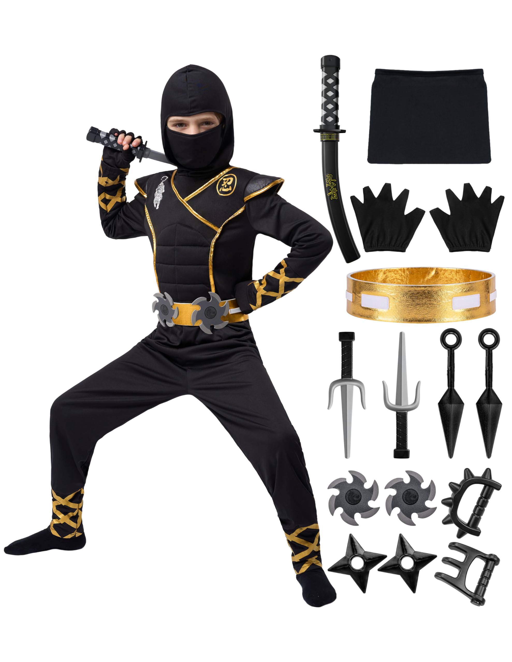 Cosfaire Halloween Ninja Costume, Ninja Outfit Set for Kids, Halloween Costumes for Boys Dress Up Party - View 9