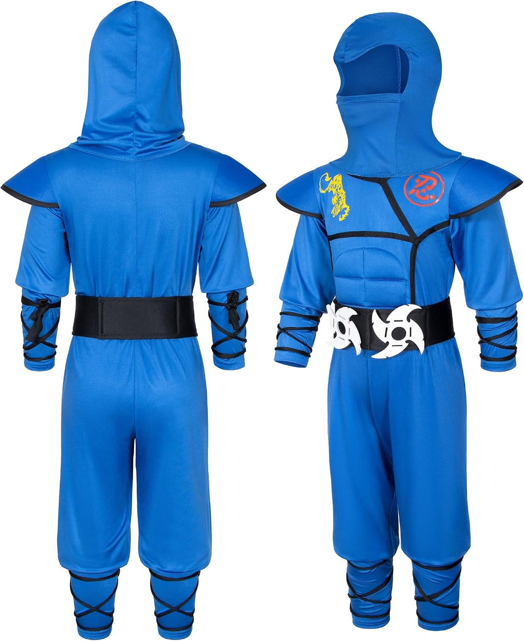 Cosfaire Kids Ninja Costume - Muscle Ninja Costume Suit with Deluxe Ninja Toys for Little Boys & Girls Halloween Cosplay Dress Up - View 5
