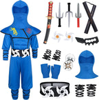 Cosfaire Kids Ninja Costume - Muscle Ninja Costume Suit with Deluxe Ninja Toys for Little Boys & Girls Halloween Cosplay Dress Up