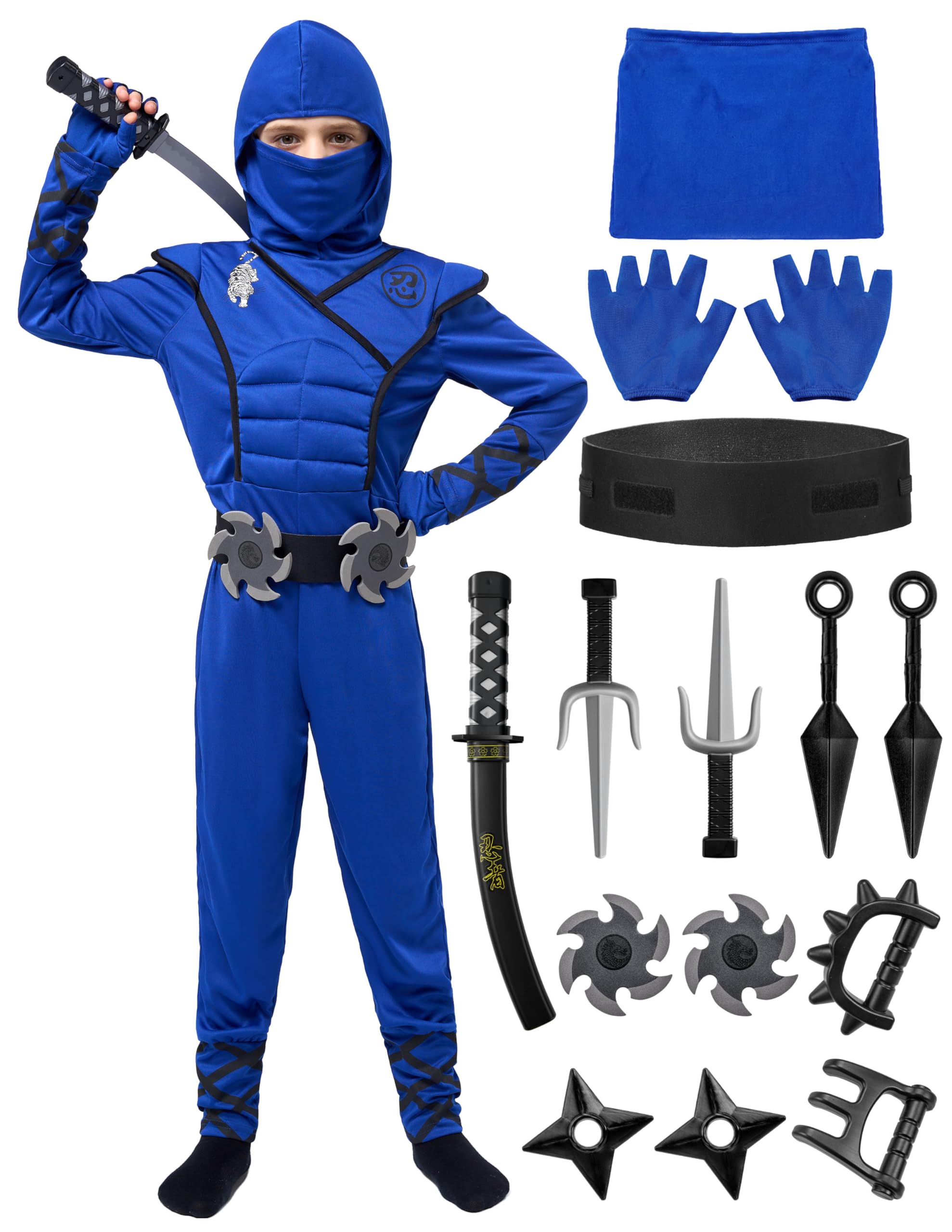 Cosfaire Halloween Ninja Costume, Ninja Outfit Set for Kids, Halloween Costumes for Boys Dress Up Party - View 8