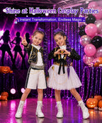 Cosfaire Girls Halloween Costume, Pop Singer Costume, Top Pants with Purple Braid for Cosplay Birthday Party, 4-12 Years - View 2