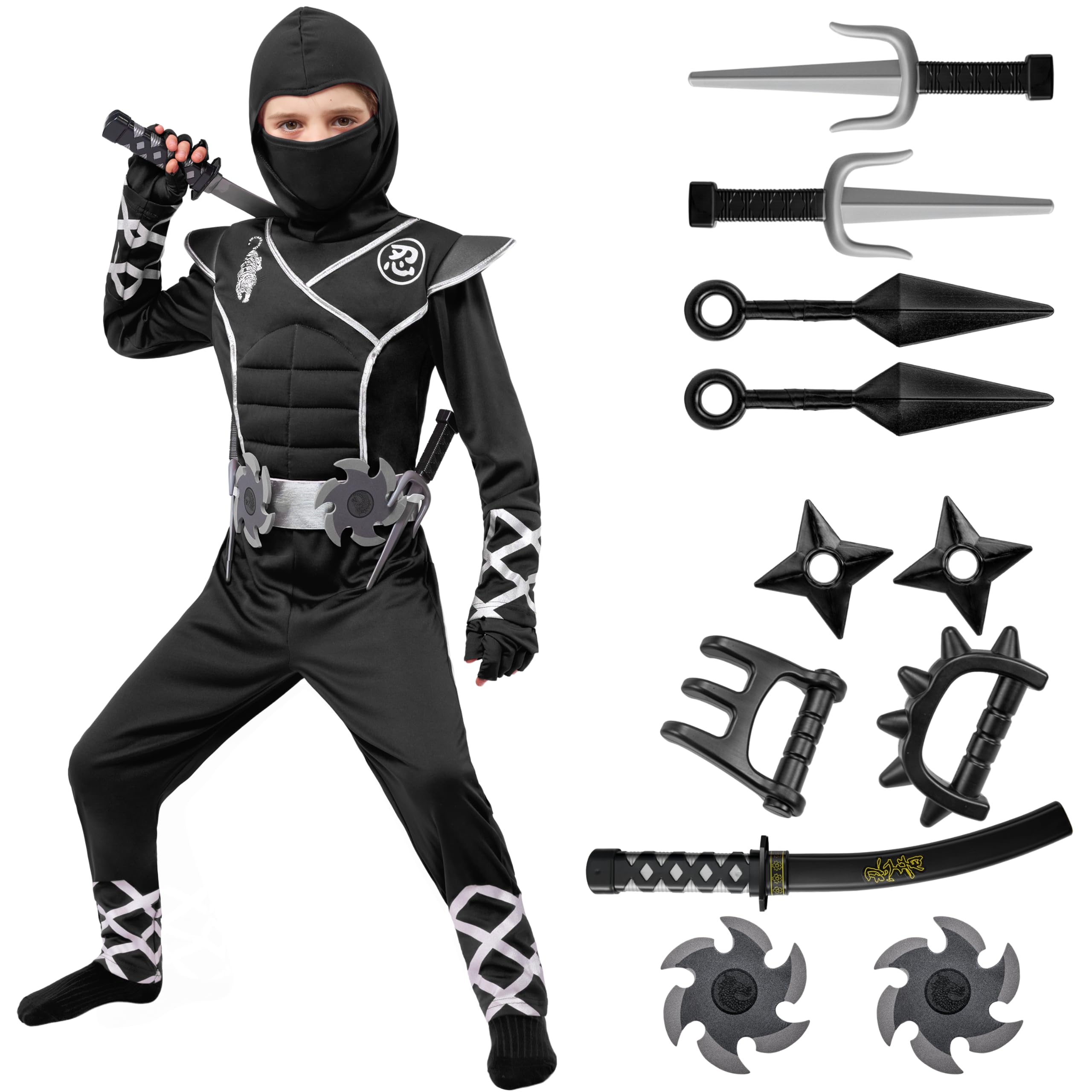 Cosfaire Halloween Ninja Costume, Ninja Outfit Set for Kids, Halloween Costumes for Boys Dress Up Party - View 10