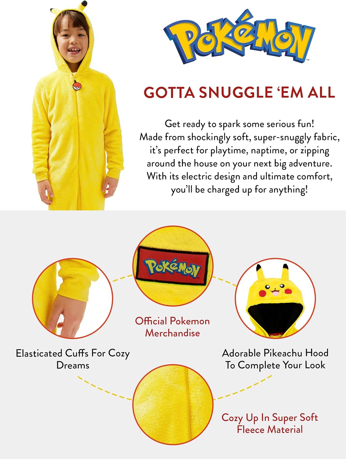 Cosfaire Pokemon Onesie | Pikachu Onesie | Kids Pajamas | Boys Pajamas - View 6