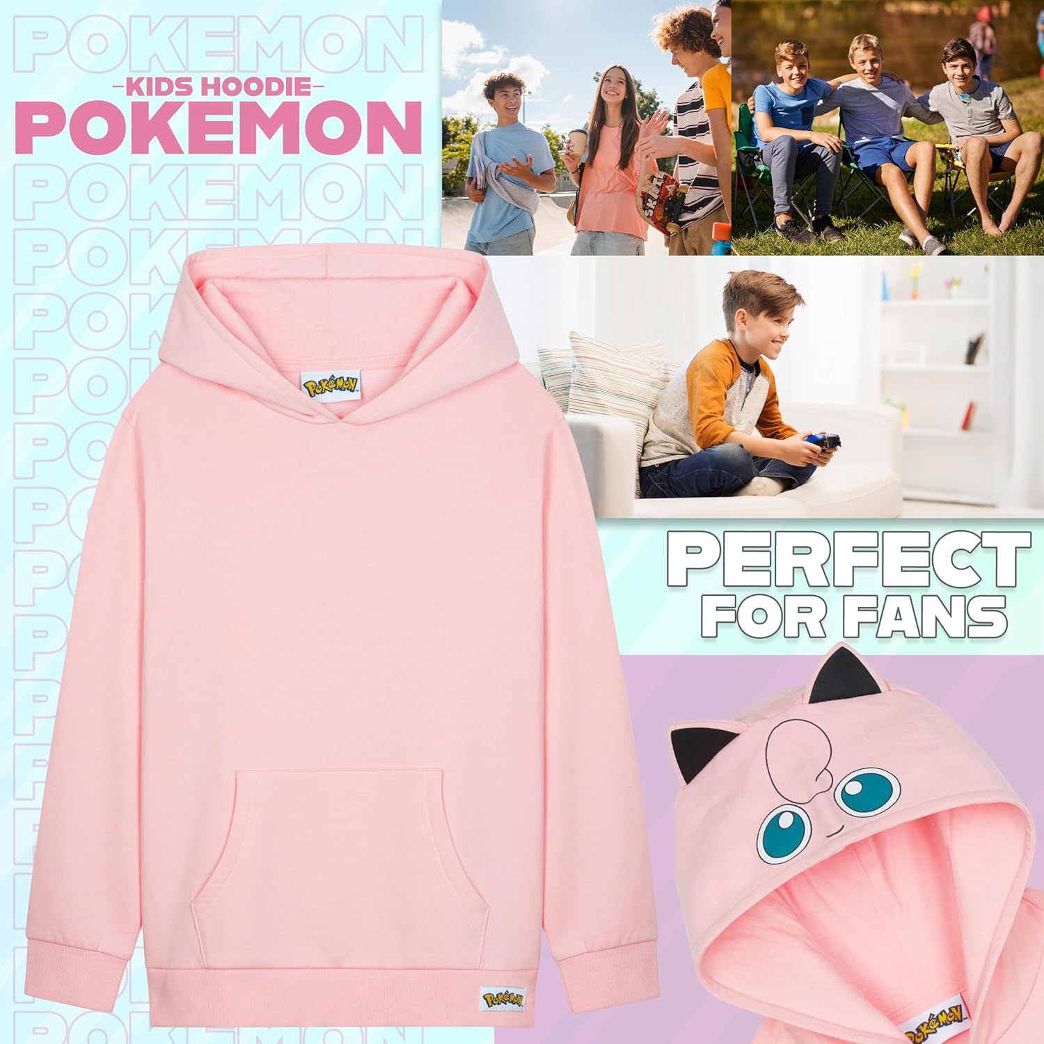 Cosfaire Pokemon Hoodie for Boys & Teens Hooded Sweatshirt Warm Anime Pikachu Sweater - View 3