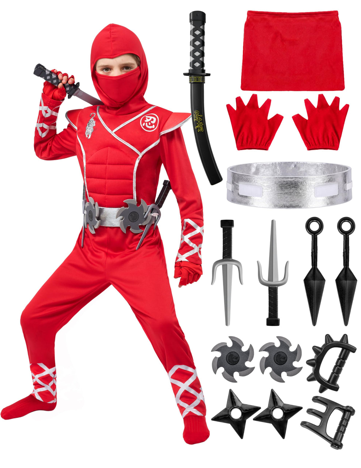 Cosfaire Halloween Ninja Costume, Ninja Outfit Set for Kids, Halloween Costumes for Boys Dress Up Party - View 11
