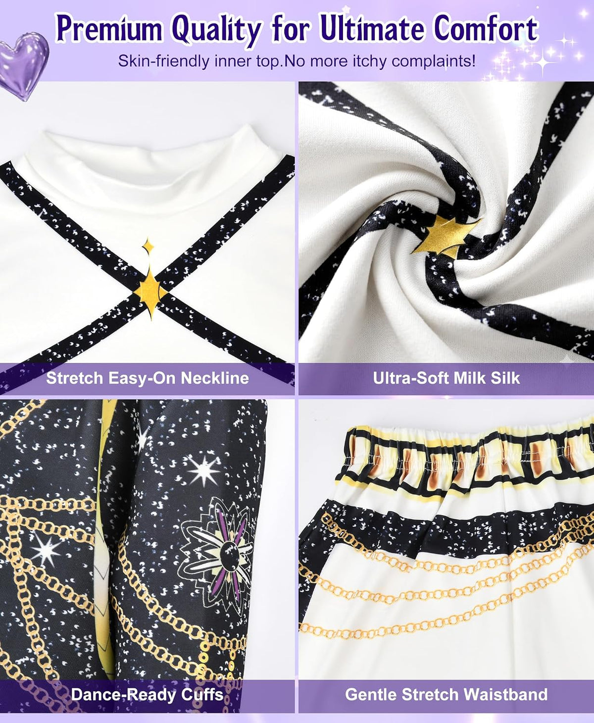 Cosfaire Girls Halloween Costume, Pop Singer Costume, Top Pants with Purple Braid for Cosplay Birthday Party, 4-12 Years - View 6