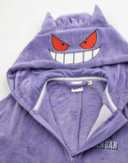 Cosfaire Pokemon Gengar Boys Onesie | Kids Gengar Character Graphic Print Hooded Sleepsuit with 3D Ears in Purple - View 6