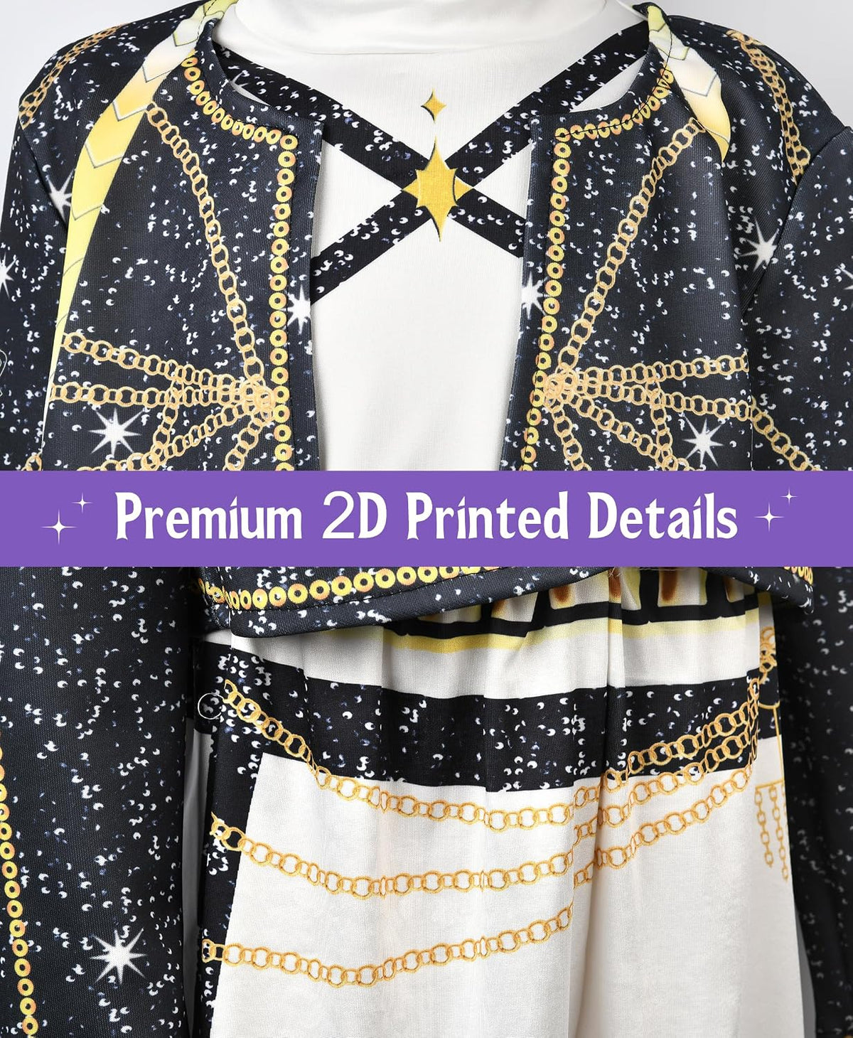 Cosfaire Girls Halloween Costume, Pop Singer Costume, Top Pants with Purple Braid for Cosplay Birthday Party, 4-12 Years - View 5