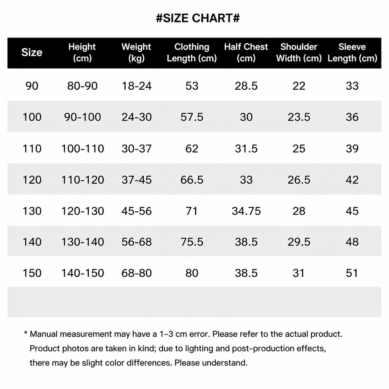 Size chart - Cosfaire Girls French Floral Lolita Princess Puffy Dress